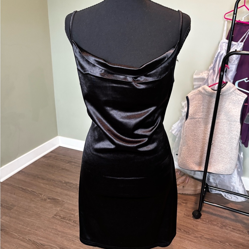 Elegant Black Satin Dress